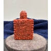 Image 1 : Square Carved Snuff Bottle with Spoon 3H