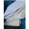 Image 5 : Several Bins Containing: Assorted Household Linens, Curtains, Cushions and Some Outdoor Gloves etc.