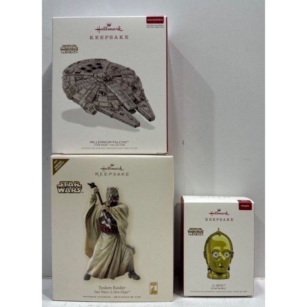 Star Wars - Millennium Falcon, Tusken Raider, C-3PO Hallmark Ornaments