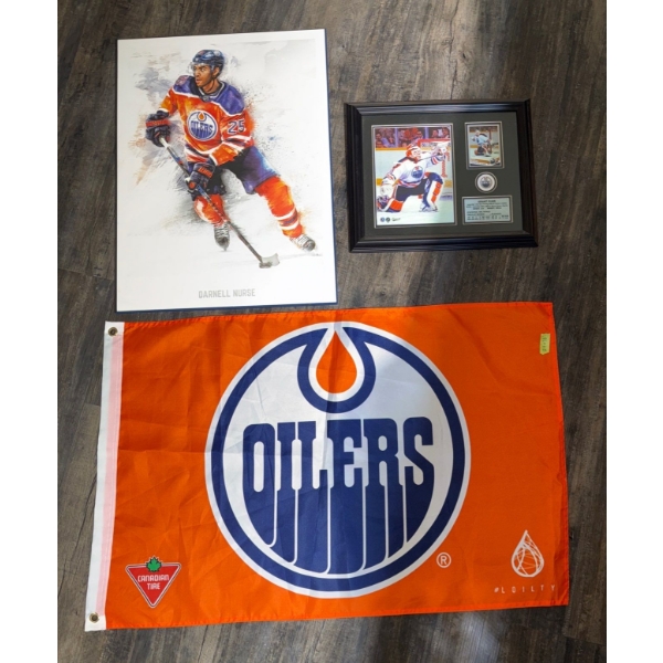 Edmonton Oilers Flag & Memorabilia Featuring Grant Fuhr & Darnell Nurse