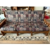Image 1 : vintage retro, solid wood sofa, loveseat, and chair with reupholstered cushions and side chair all m