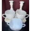 Image 1 : Anchor Hocking Milk Glass Collectibles - Hobnail & Bubble Pattern 