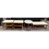 Image 1 : Set of Wood Tables with Marble Tops - 2 Side, Circle, Coffee Table  measured in descriptions