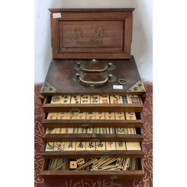 Antique Mah-Jongg Game in Lovely Wooden Box 