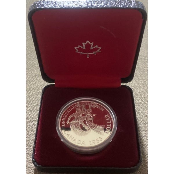 1983 Canada Universiade-Edmonton Commemorative Silver Dollar Coin 92.5% Silver 23.3 Grams