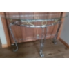Image 2 : Half Moon Glass Console Table 50w x 19d x 29tall &  Matching Glass Coffee Table 48w x 24d x 17tall