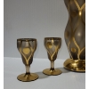 Image 3 : Vintage Frosted Glass Decanter w/ Gold Design 12.5 T, and Five Matching Shot Glasses