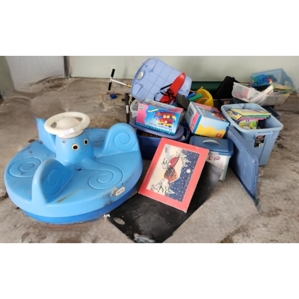 Selection of Outdoor Toys Including: Little Tykes Octopus, Building Blocks, CD's, Books and More!