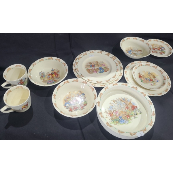 Royal Doulton "Bunnykins" Dinnerware- Largest Plate 8.5" Diameter, Mugs, Bowls