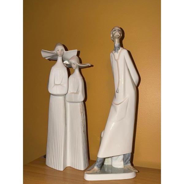 Lladro: Nuns 4.5 W,  3.5 D, 13 and Doctor 5 W, 4.5 D, 14.5 T 