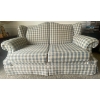 Image 1 : High Quality Plaid Fabric Love Seat  60w x 37d x 35h  Durable Well Made Furniture Small Sofa