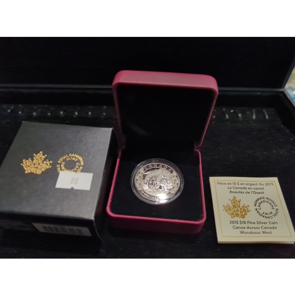 RCM 2015 Canoe Across Canada Wondrous West Fine Silver 99.99 Coin 15.87g