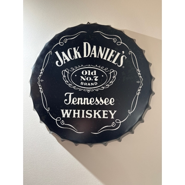 Jack Daniels No.7 Brand Tennessee Whiskey Bottle Cap Wall Sign 18"diameter
