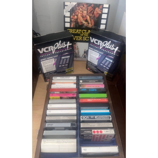 Vintage Tape, VCR Collection Including Vintage Electronics (Sansuai, Akai) 