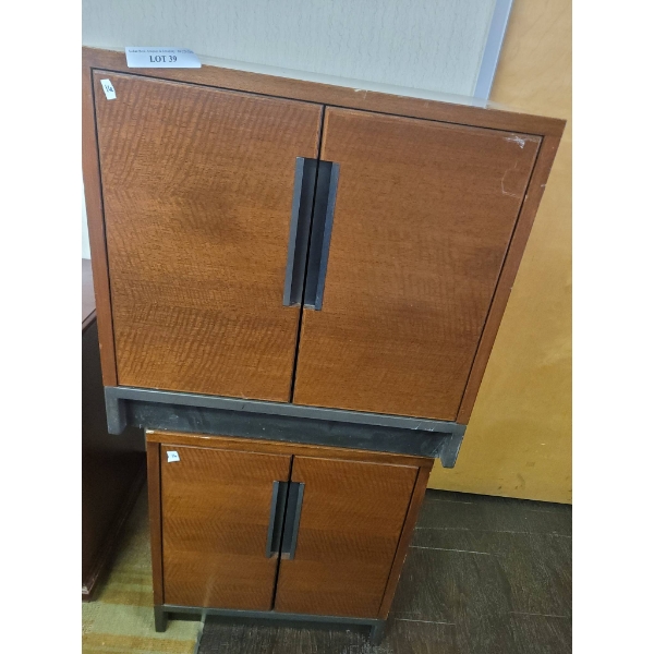 Wood Storage Cabinets with Metal Handles, two sizes*