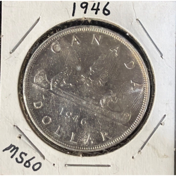 1946 MS60 Canadian Dollar 80% Silver