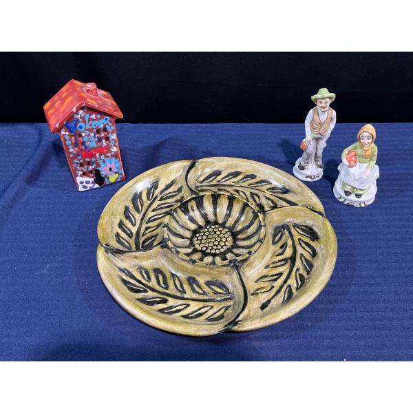Ceramic Serving Tray and Figures