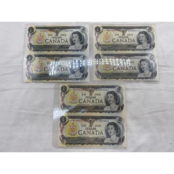 3 uncut 1:2 Canadian 1973 $1.00 Bills Prefix: EAX BAX BFD