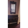 Image 1 : Wood Hall Table w Drawer 31 w 31 h & Wood Mirror 18 w 39 h