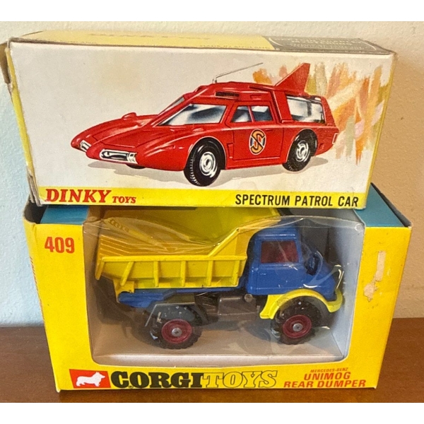Dinky Toys 103 Spectrum Patrol Car - Corgi Toys 409 Unimo Rear Dumper 