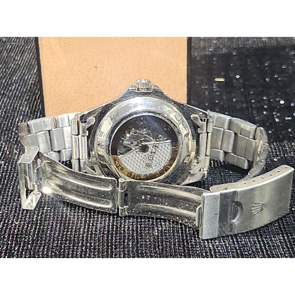 ROLEX Styled Silver toned Stainless Steel Watch