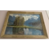 Image 1 : Vintage Mountainscape w/ Beveled Brass Frame 28x22