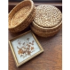 Image 2 : Woven Coasters in Lidded Basket Mini Brass Vase Flower Pedal Art Decorative Stones & More
