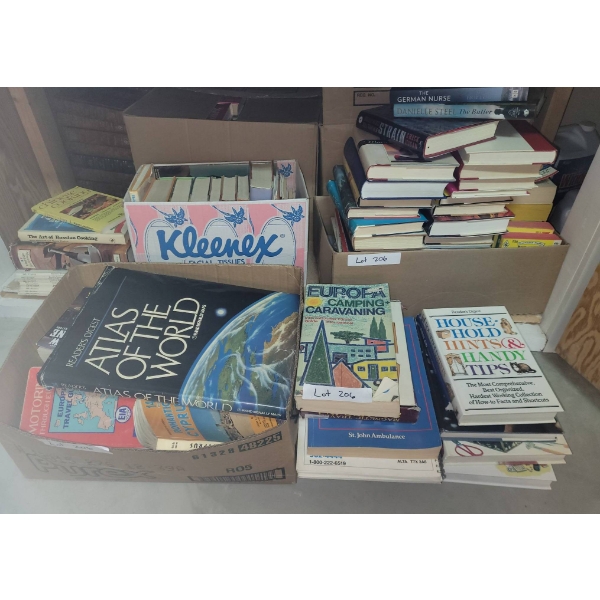 Books Including Atlases, Westerns, Cookbooks, and Repair Guides