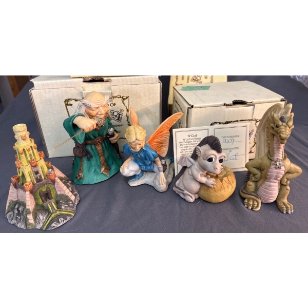 Krystonia Hand Painted Figurines, Made in England w/ Certificates,  5 Pieces - Lrgest ~5in Long