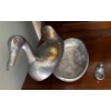 Image 4 : Heavy Pewter and Brass Large Duck Trinket Box w/ Mini Box Duck - Lg is 1 Foot Wide, 10 Inches Tall 