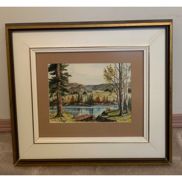 Along The Red Deer River by E. Riep 17x15 Water Color Art