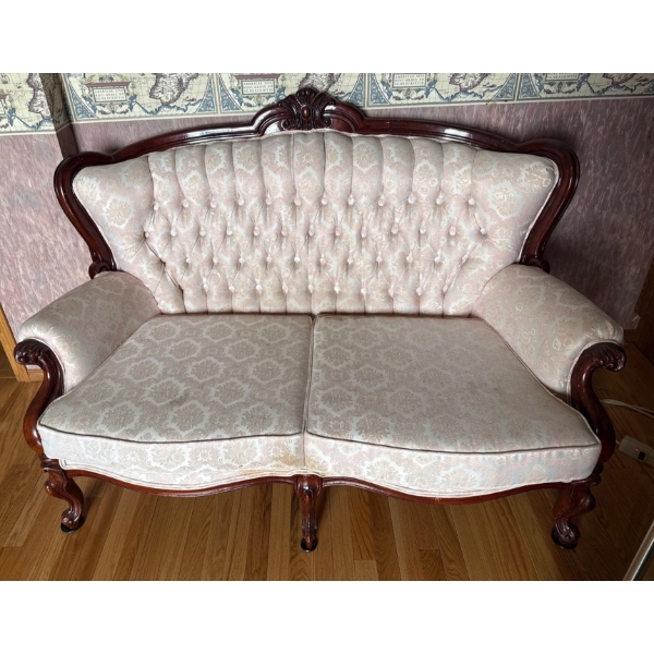 Art Nouveau Style Couch, Dirty in Areas, See Photos, As Pictured - 59W, 32D, 42T 