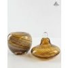Image 2 :  Amber Swirl Glass Vessels And Brass Decorative Pieces. 