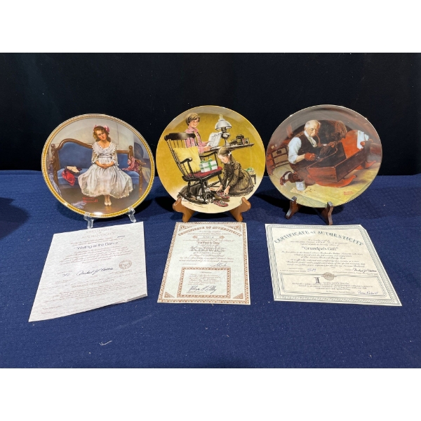 Set of Three Collectors Plates with original boxes and COA