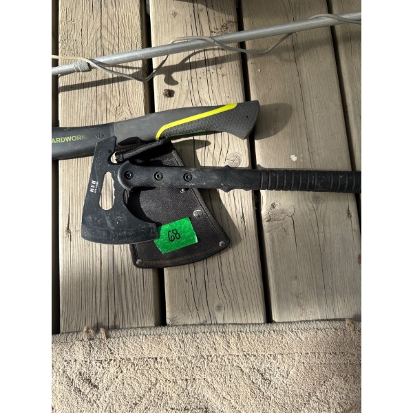  two hatchets and a  metal detector
