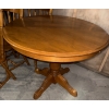 Image 4 : 7 Piece Oak Colonial Style Round Wooden Dining Table - 4 Chairs 2 Leaves 1 Table
