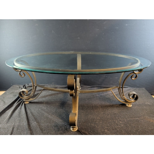 Large Glass and Metal Coffee Table