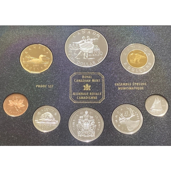 2001 Canadian Proof Set 92.5% Silver 1.694 Troy Ounces