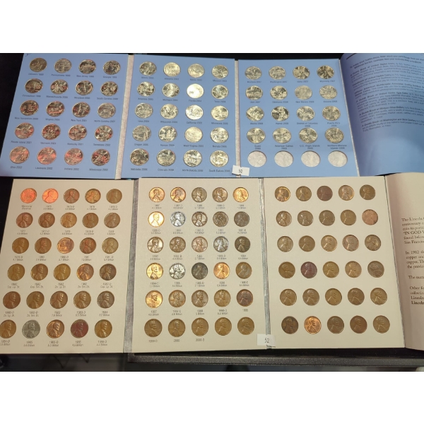 Completed Folder of Statehood Quarters and Folder of assorted Lincoln Pennies 1919-1958