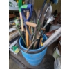 Image 2 : Assorted Gardening tools and water barrel