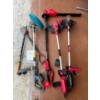 Image 1 : 3 weed eaters with charger, and battery . One craftsman hedge trimmer, missing charger has battery.