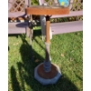 Image 5 : Pair of Wood and Metal Benches w Hummingbird Motifs 50 w 23 d 32 h & Vintage Ashtray 24 h