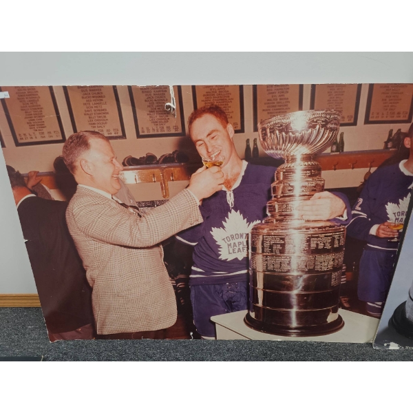 Print of Toronto Maple Leafs Player With Stanley Cup, 36"X 27"