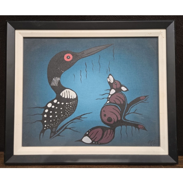 'Smell of Predator' Indigenous Framed Canvas Painting - Signed By: P.J.L. (16W, 13T) 