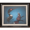 Image 1 : 'Smell of Predator' Indigenous Framed Canvas Painting - Signed By: P.J.L. (16W, 13T) 