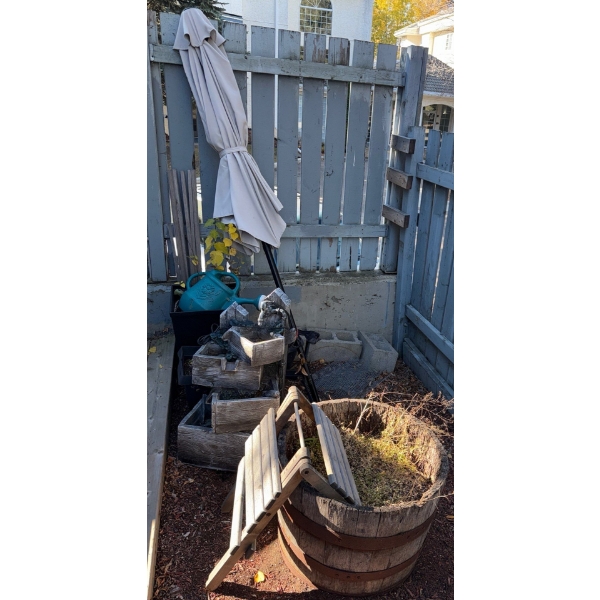 Various Yard/Garden Items- Flower Box, Fountain, Watering Jug & More