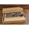 Image 2 : Gold Tone Bulldozer Cufflinks and Tie Clip