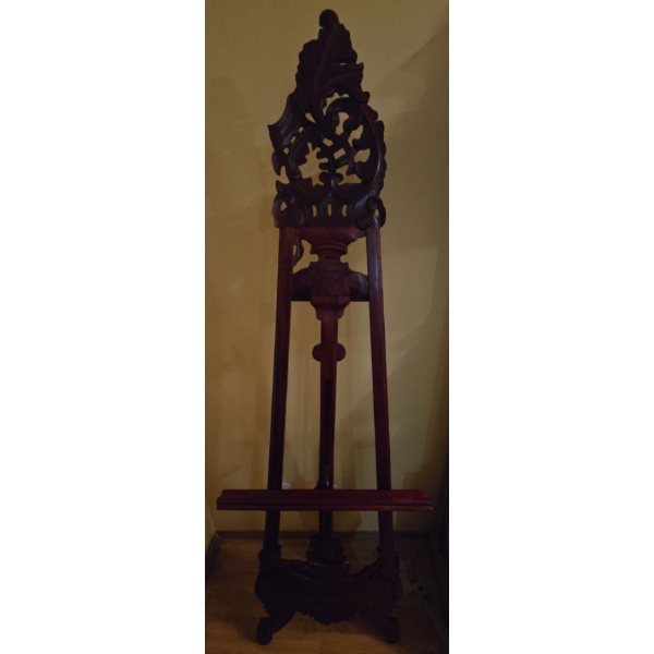 Large Hand Carved Wooden Easel, Damage - 84T