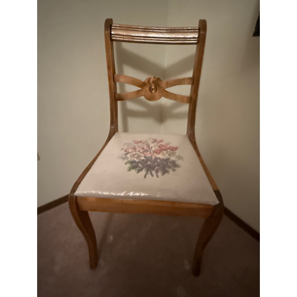 Mid Century Chair With Needlepoint Seat