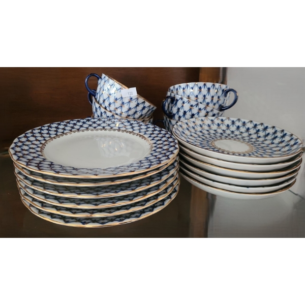 Teacups, Saucers and Small Plates for 6 Made in Russia 